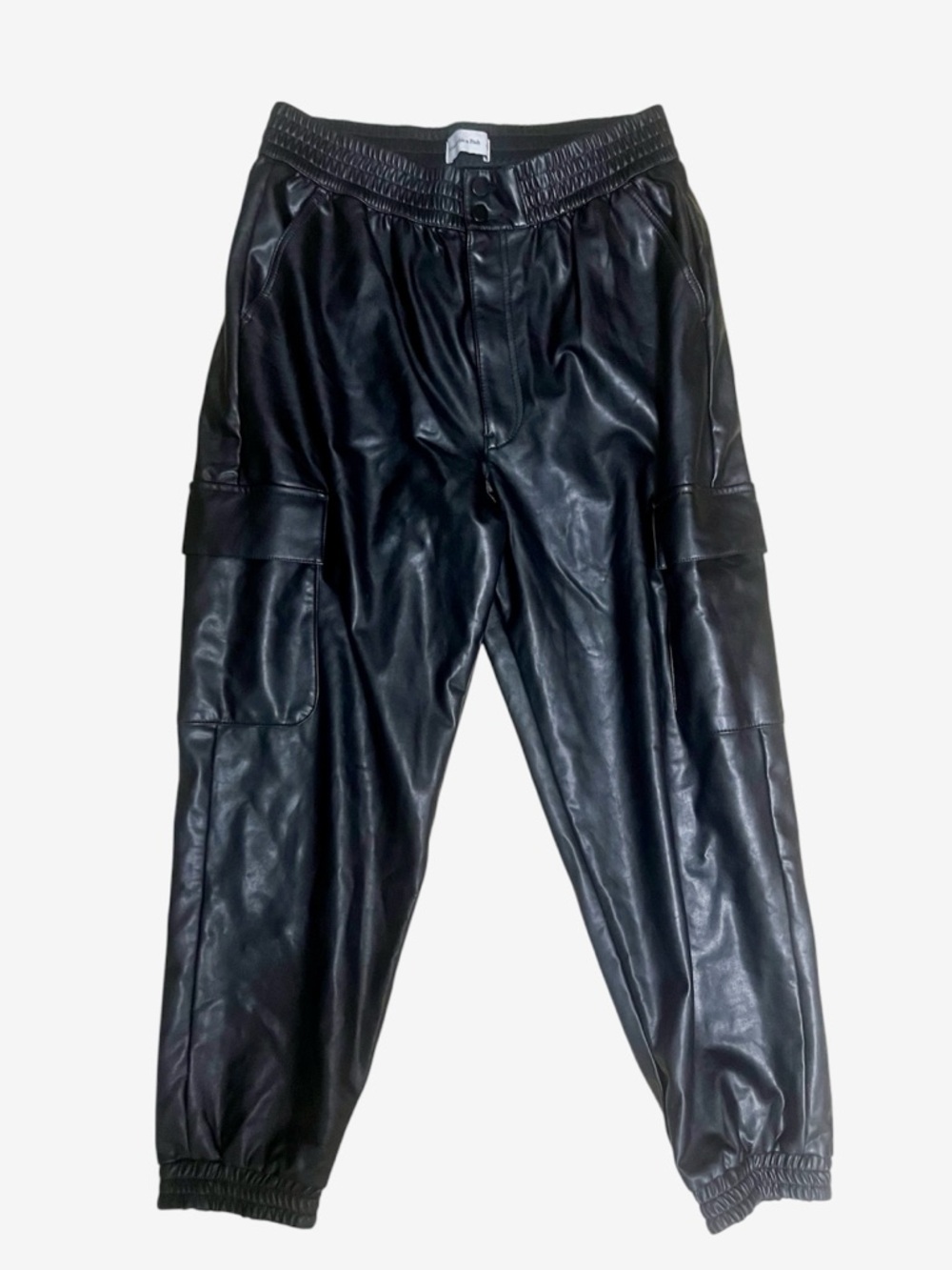Abercrombie & Fitch Black Faux Leather Cargo Joggers - Women